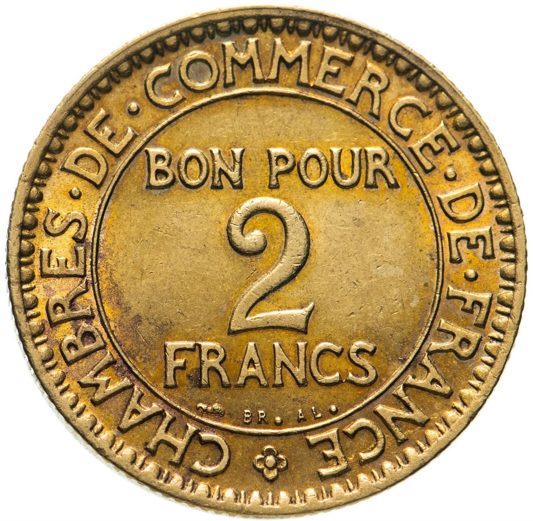 French 2 Francs Coin | Chambers of Commerce | KM877 | France | 1920 - 1927