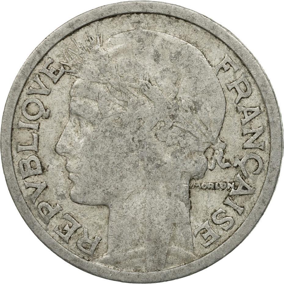 French 2 Francs Coin | KM886a | France | 1941 - 1959