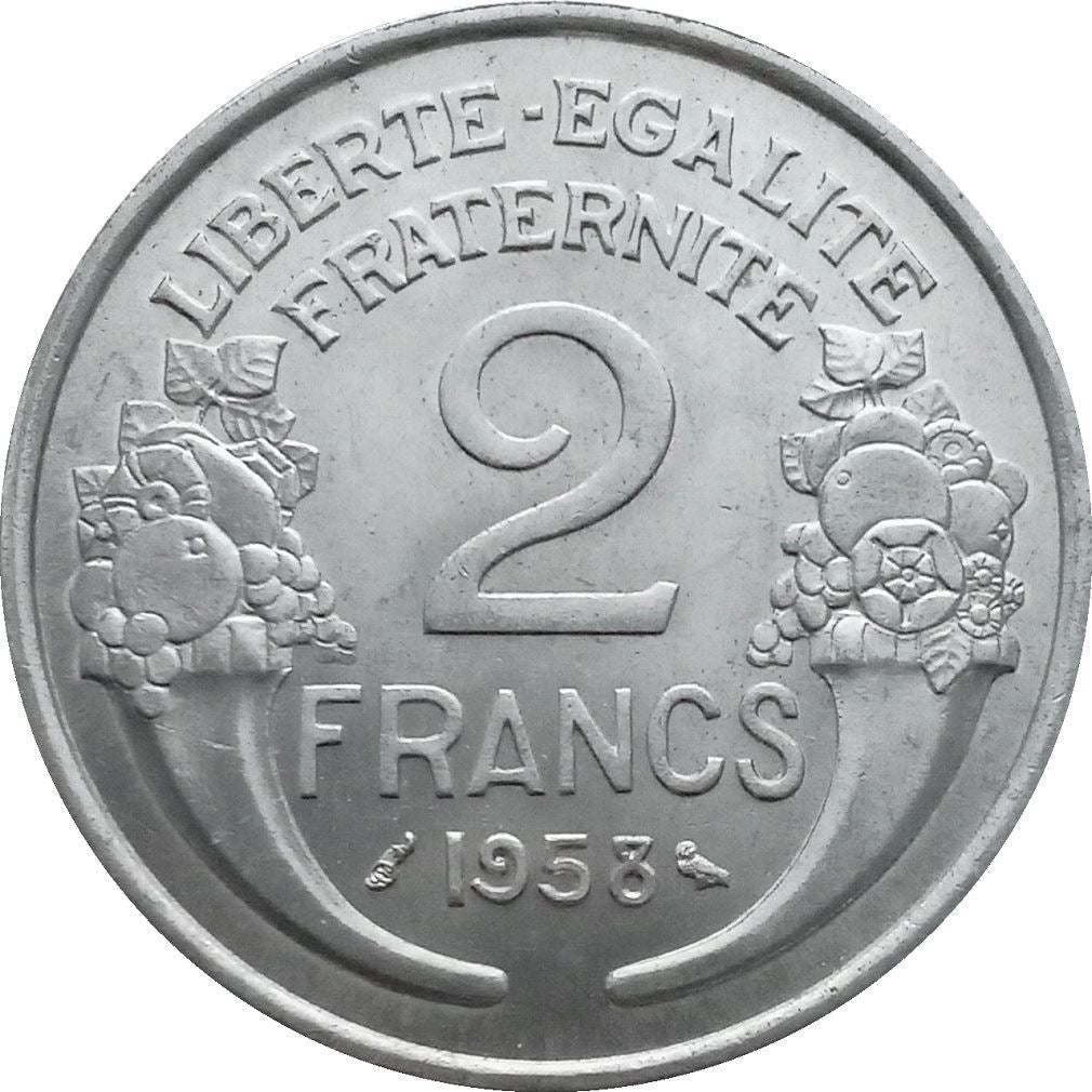 French 2 Francs Coin | KM886a | France | 1941 - 1959