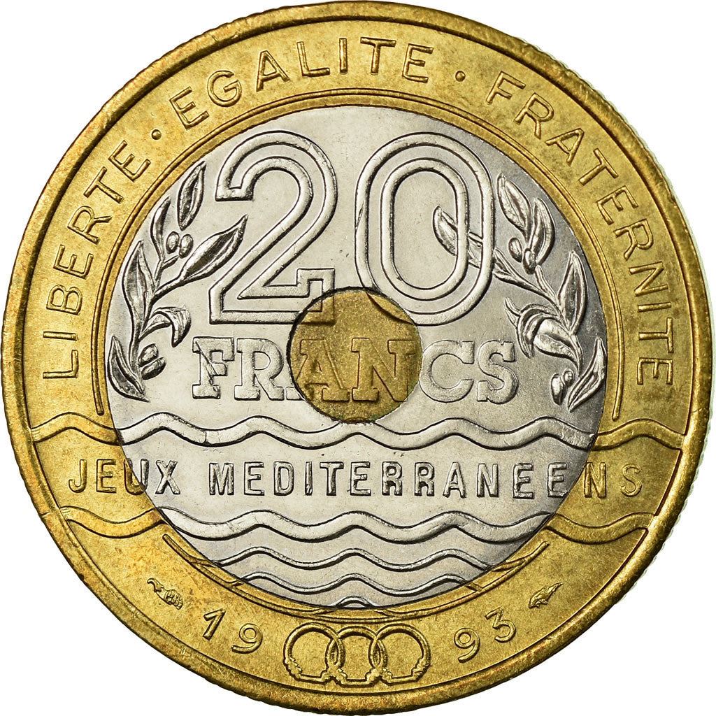 French | 20 Francs Coin | Mediterranean Games | KM1016 | France | 1993