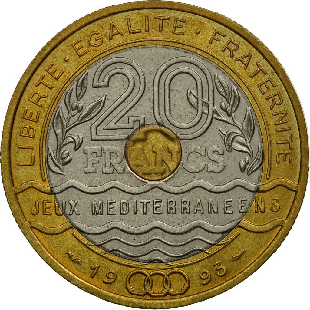 French | 20 Francs Coin | Mediterranean Games | KM1016 | France | 1993