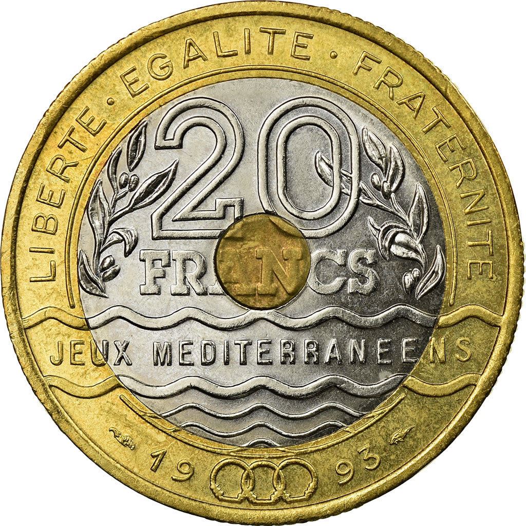 French | 20 Francs Coin | Mediterranean Games | KM1016 | France | 1993