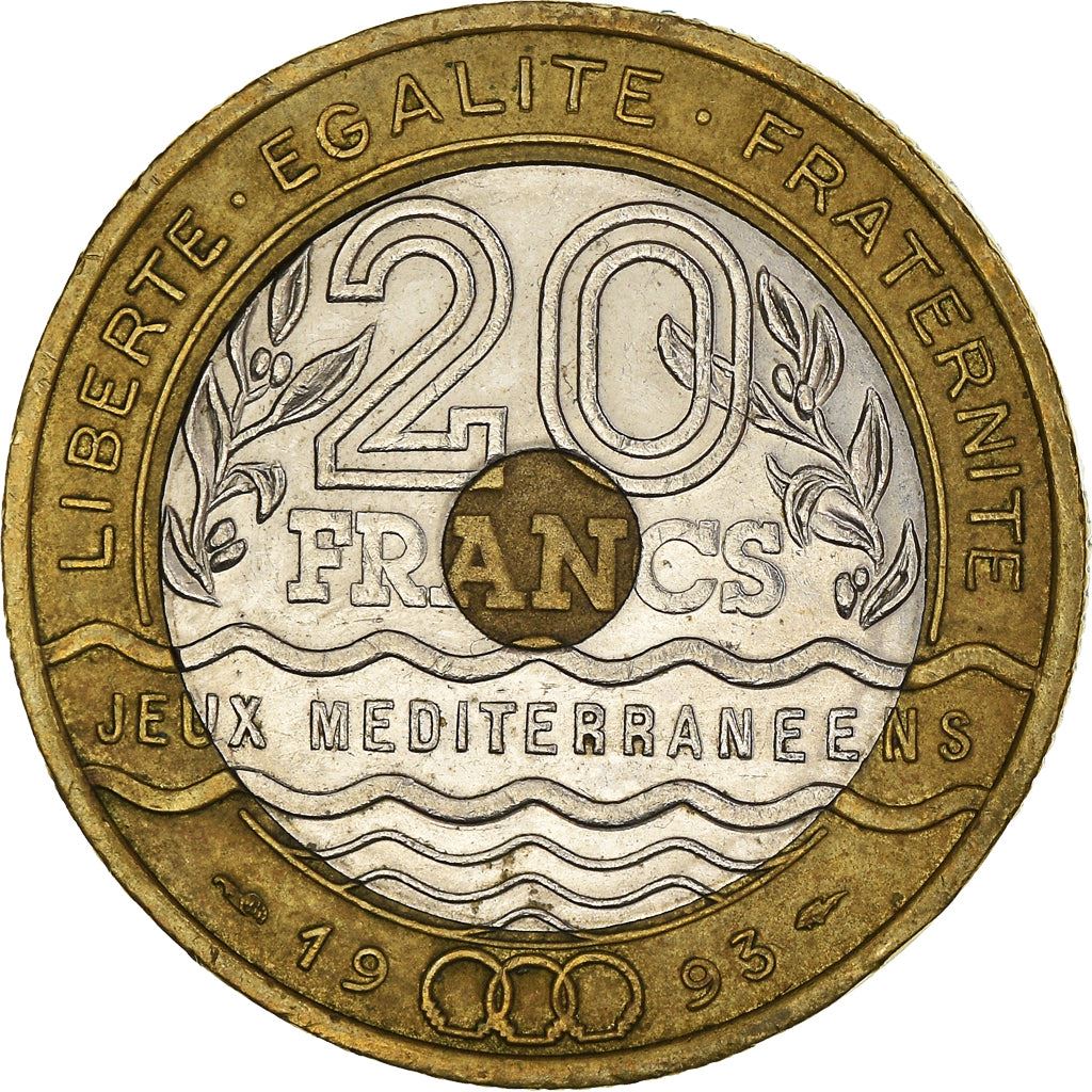 French | 20 Francs Coin | Mediterranean Games | KM1016 | France | 1993