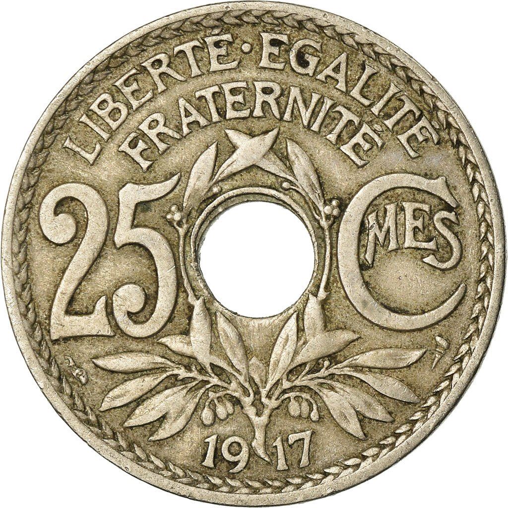 French 25 Centimes Coin | KM867a | France | 1917 - 1937