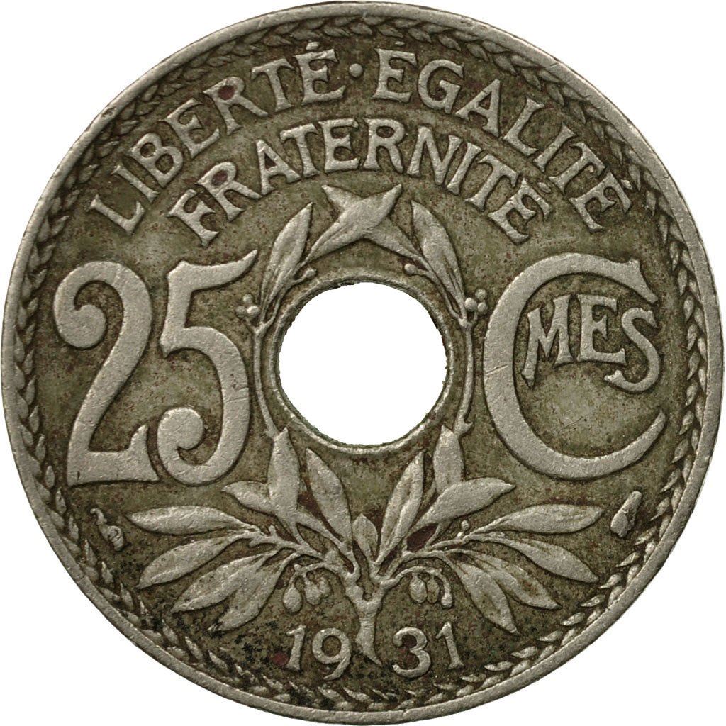 French 25 Centimes Coin | KM867a | France | 1917 - 1937