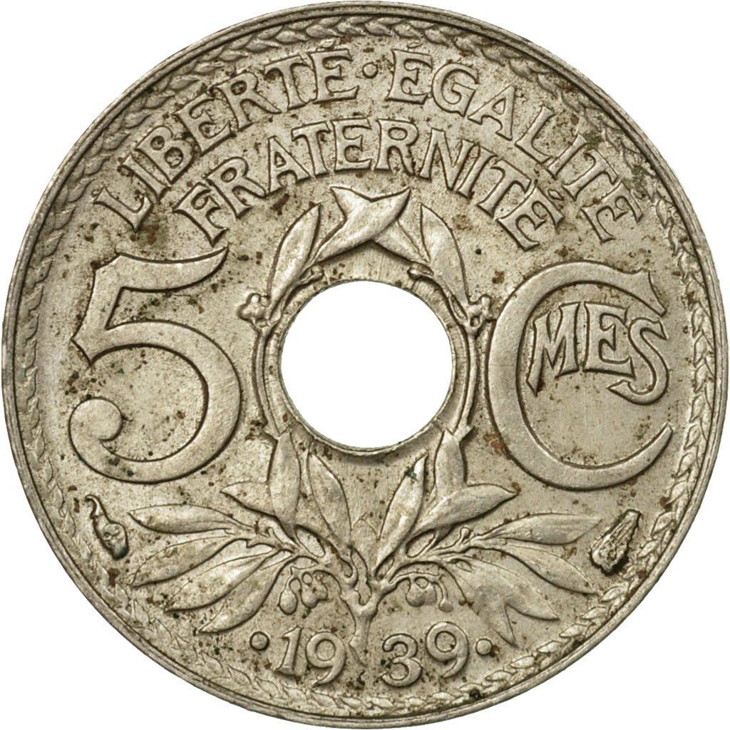 French 5 Centimes Coin | KM875a | France | 1938 - 1939