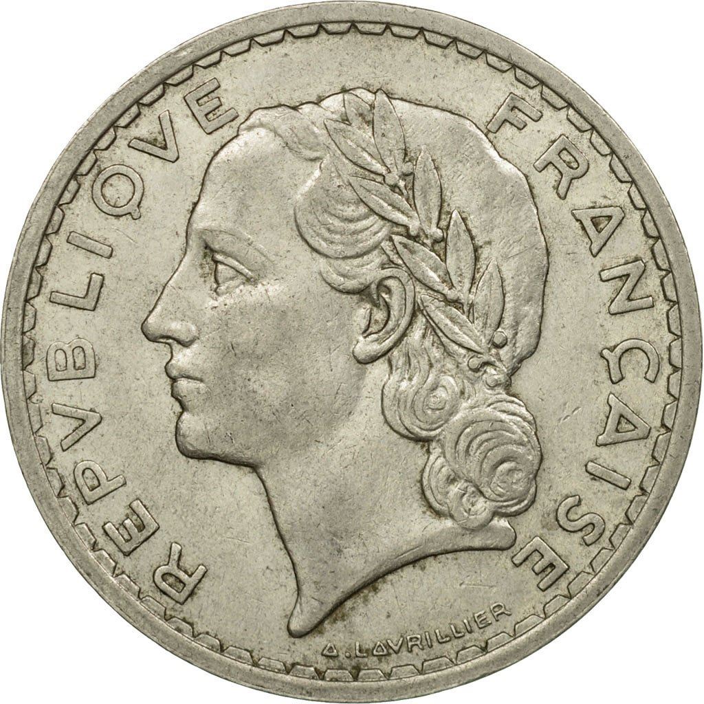 French 5 Francs Coin | KM888 | France | 1933 - 1939