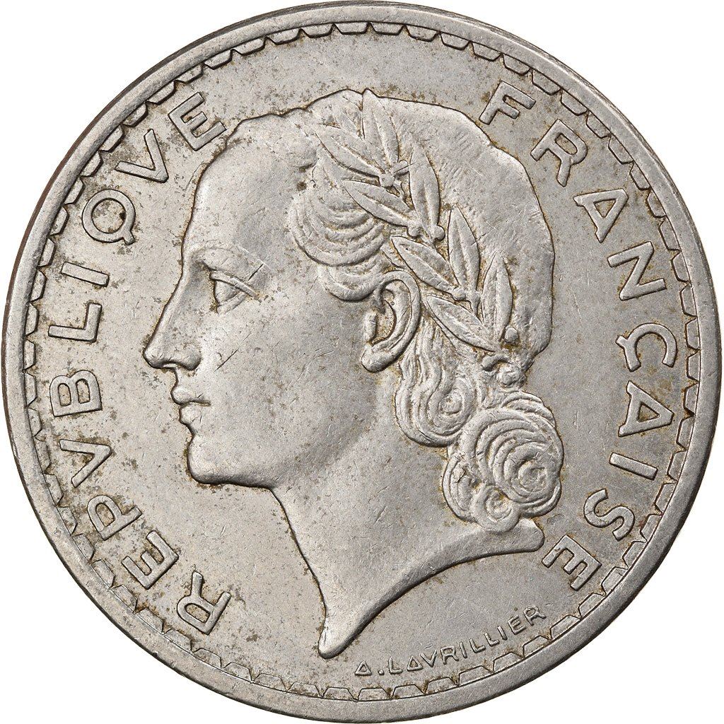 French 5 Francs Coin | KM888 | France | 1933 - 1939