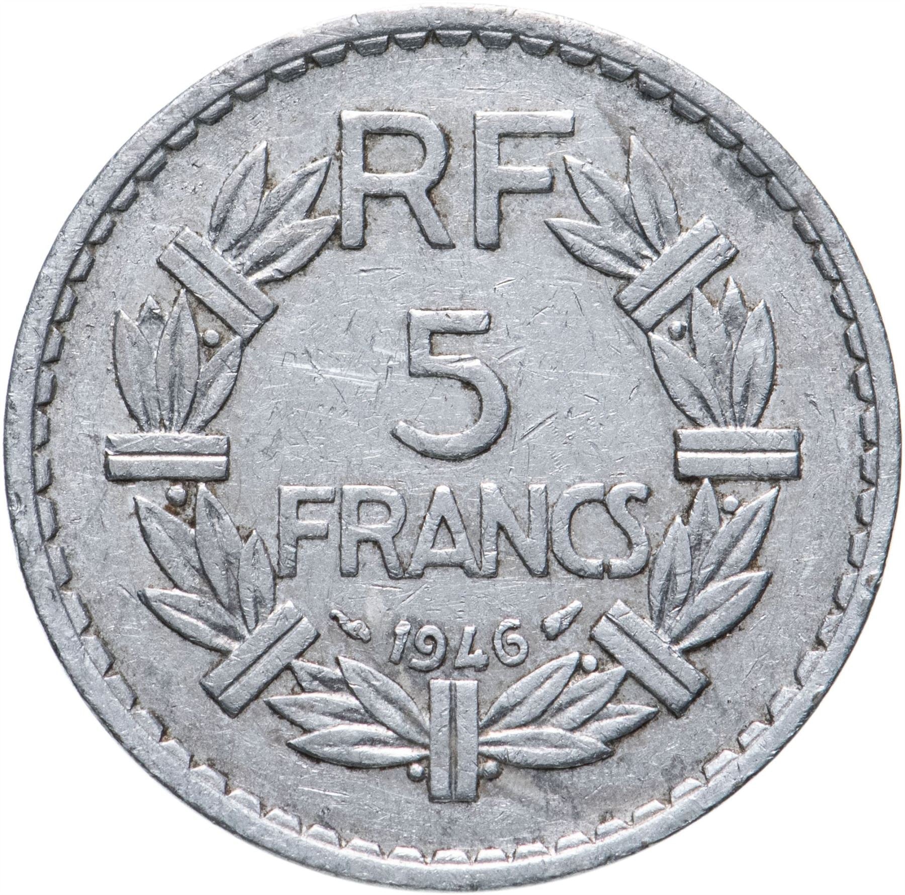 French 5 Francs Coin | KM888b | France | 1945 - 1952