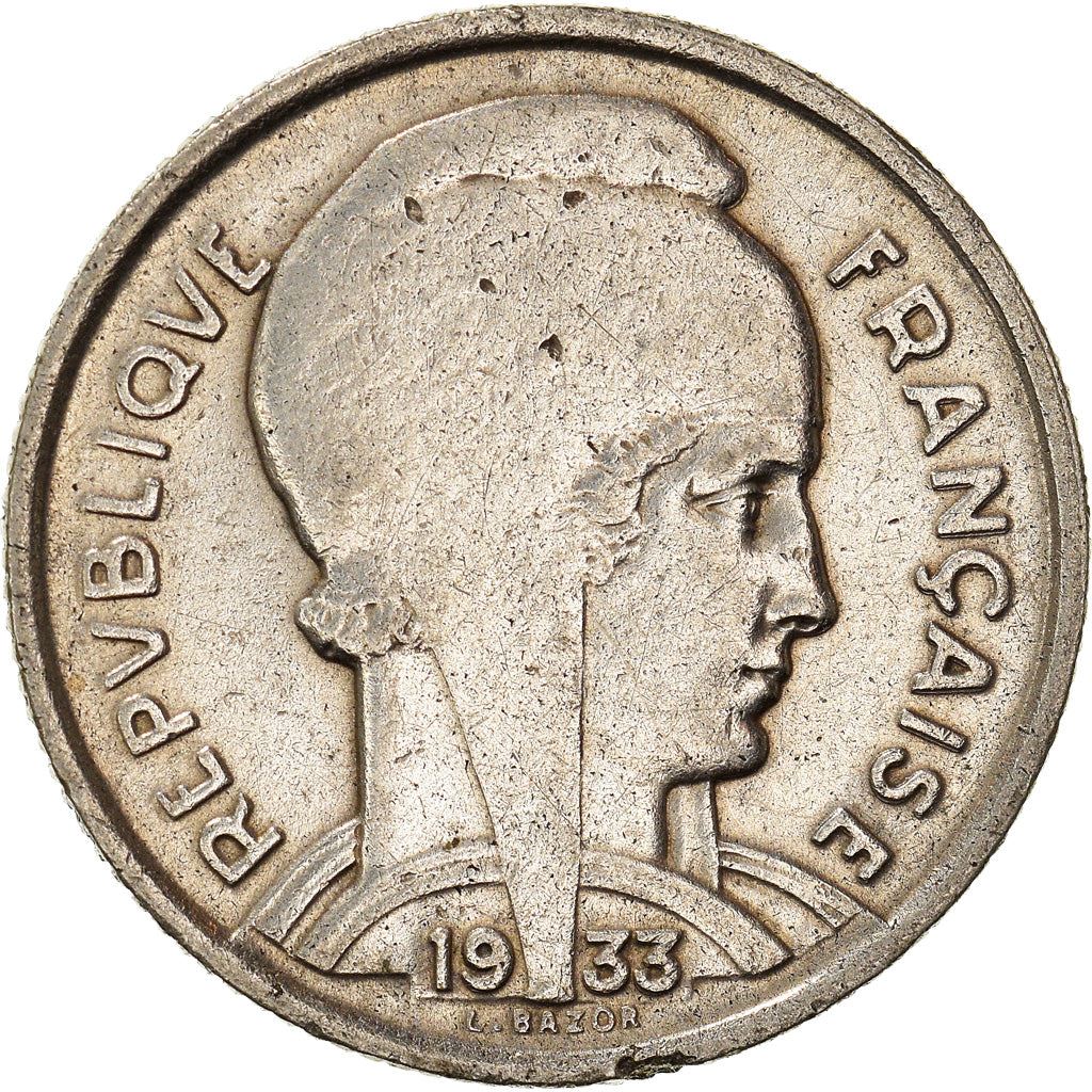 French 5 Francs Coin | Third Republic Bazor | KM887 | France | 1933