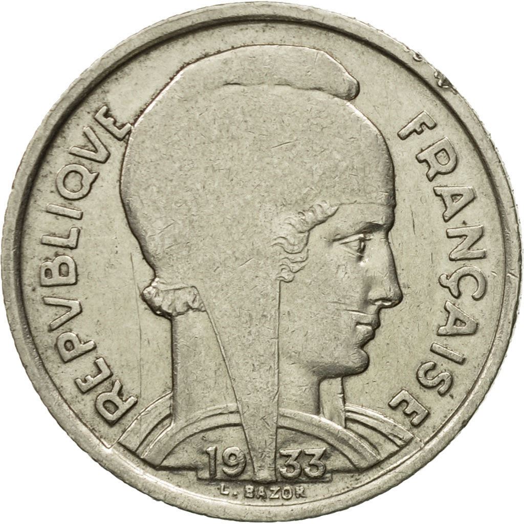 French 5 Francs Coin | Third Republic Bazor | KM887 | France | 1933