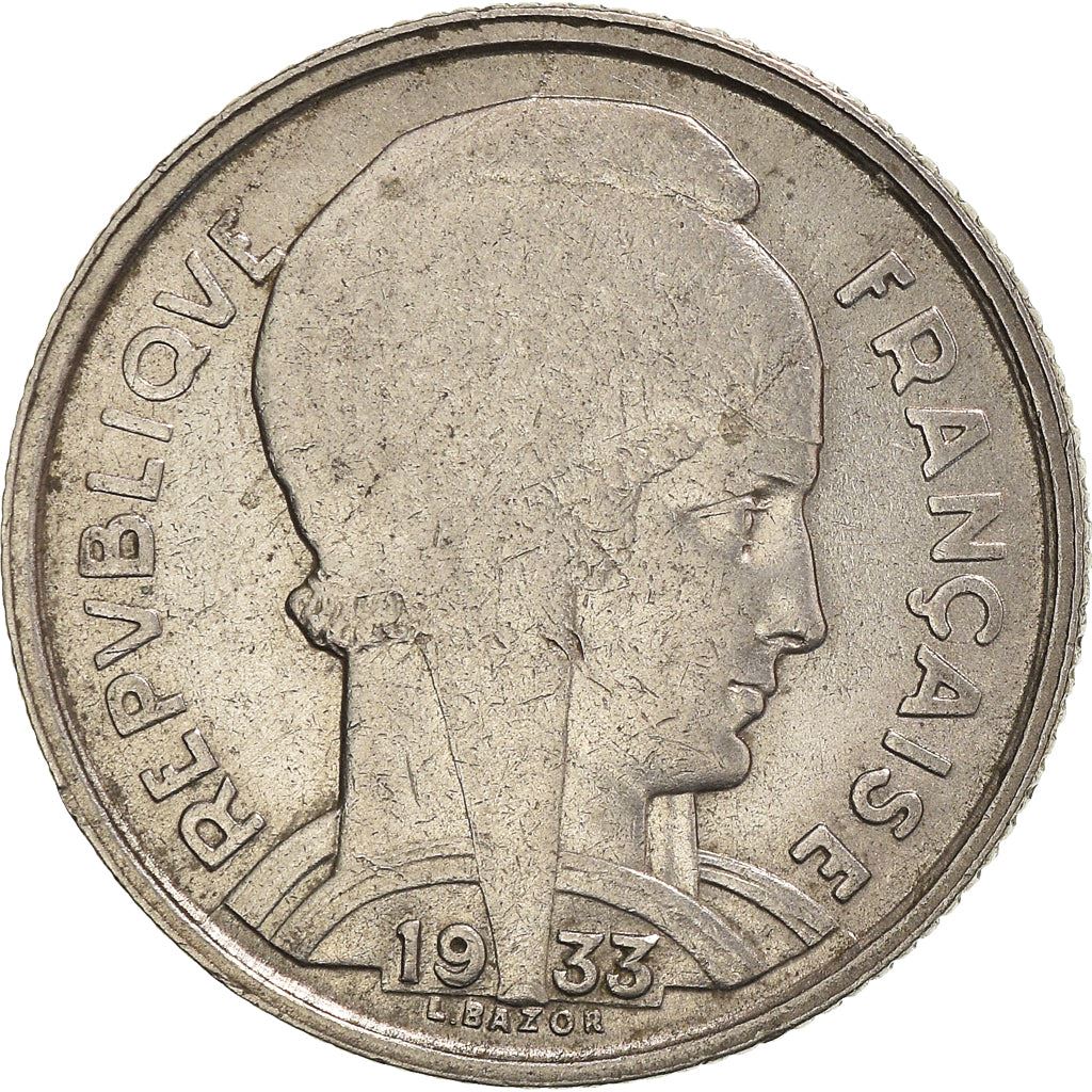 French 5 Francs Coin | Third Republic Bazor | KM887 | France | 1933