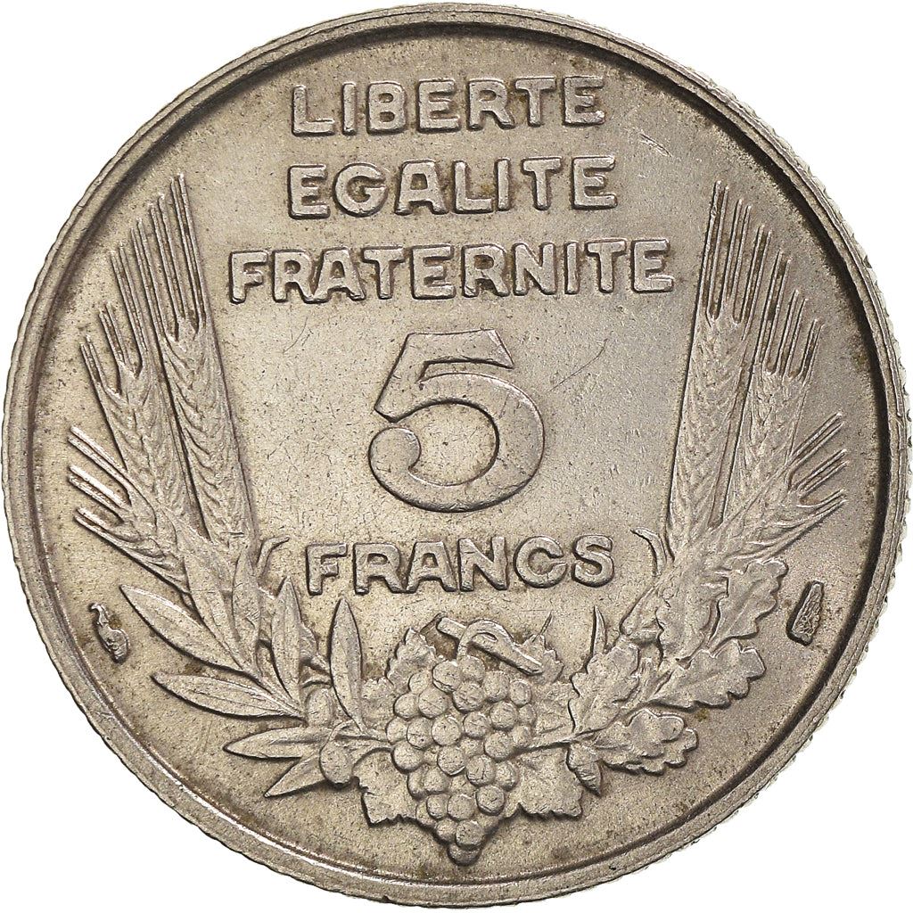 French 5 Francs Coin | Third Republic Bazor | KM887 | France | 1933