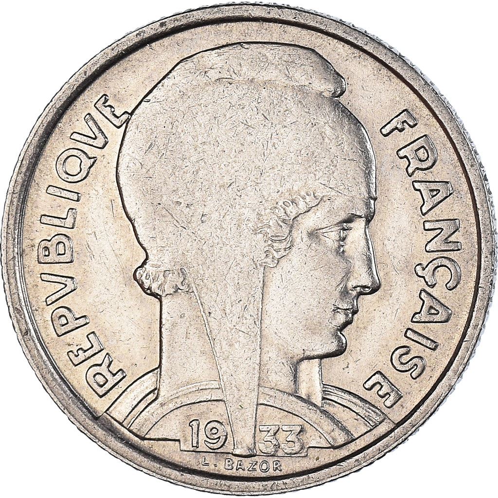 French 5 Francs Coin | Third Republic Bazor | KM887 | France | 1933