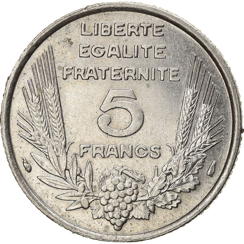 French 5 Francs Coin | Third Republic Bazor | KM887 | France | 1933