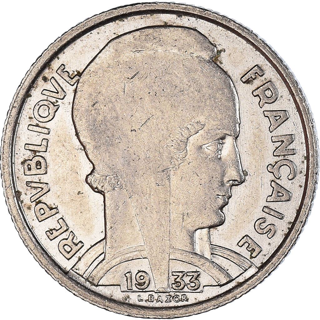 French 5 Francs Coin | Third Republic Bazor | KM887 | France | 1933