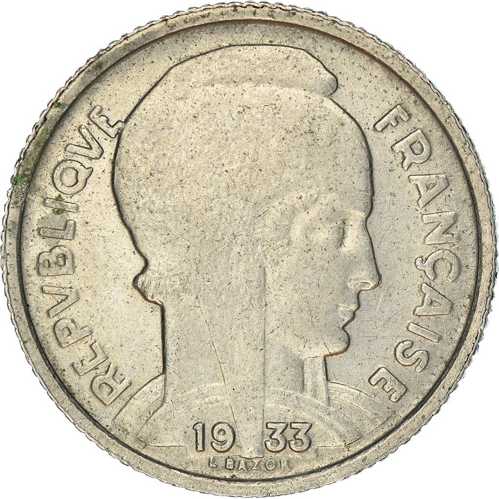 French 5 Francs Coin | Third Republic Bazor | KM887 | France | 1933