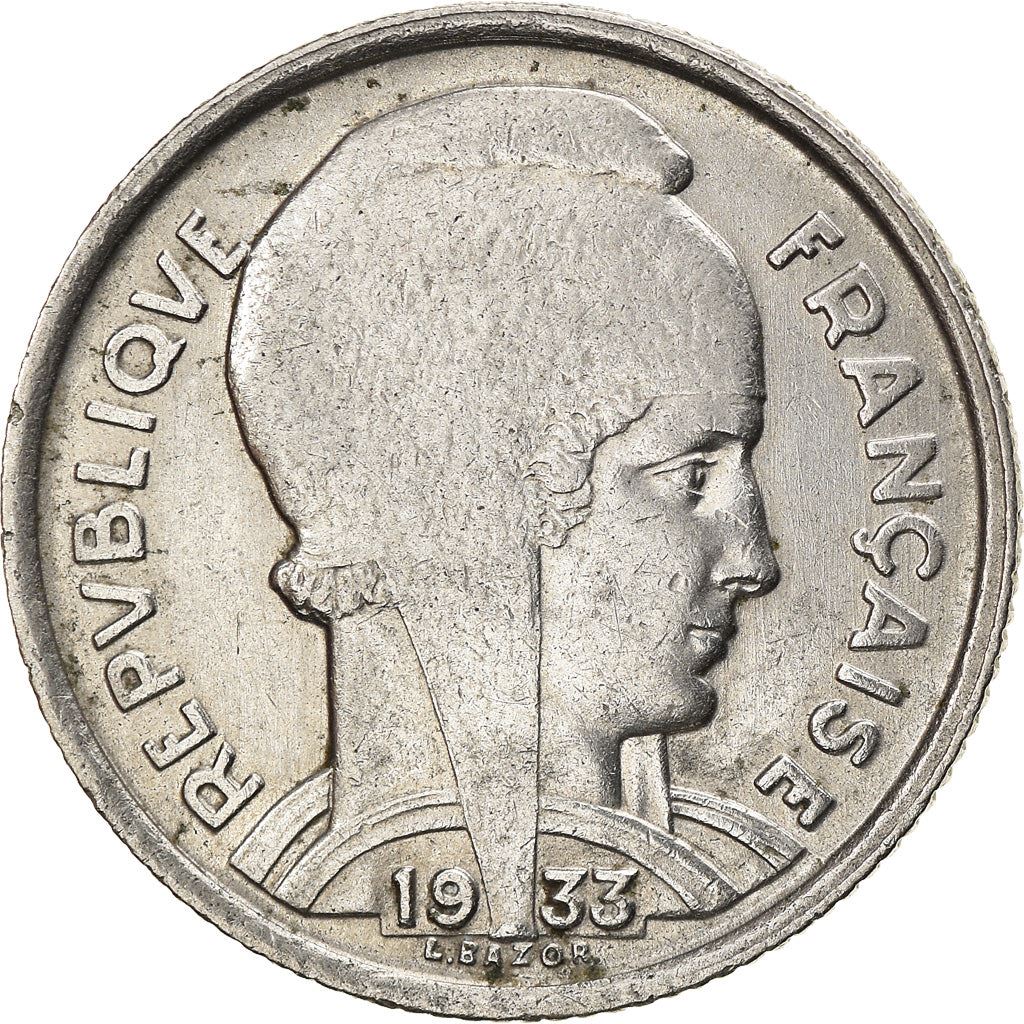 French 5 Francs Coin | Third Republic Bazor | KM887 | France | 1933