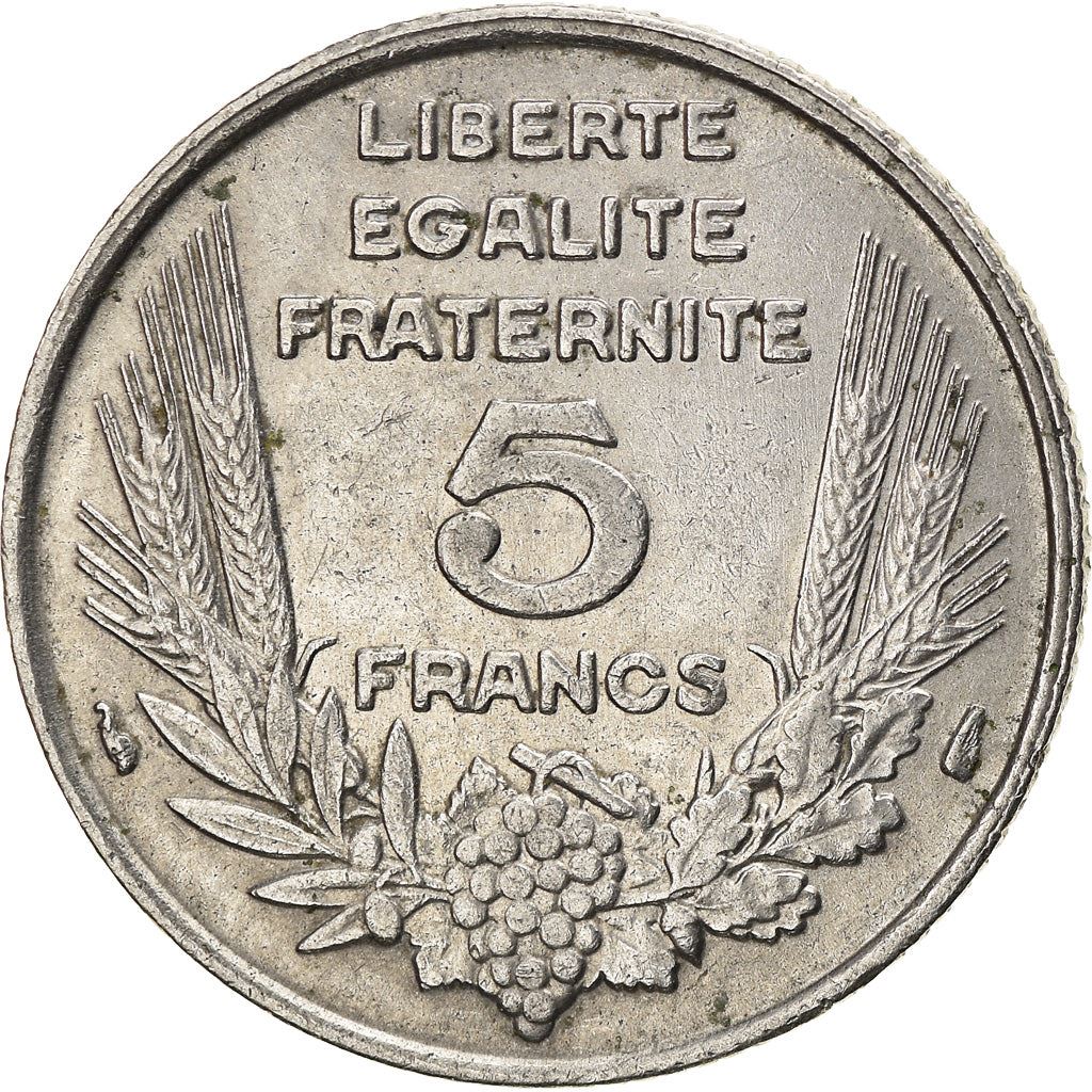 French 5 Francs Coin | Third Republic Bazor | KM887 | France | 1933