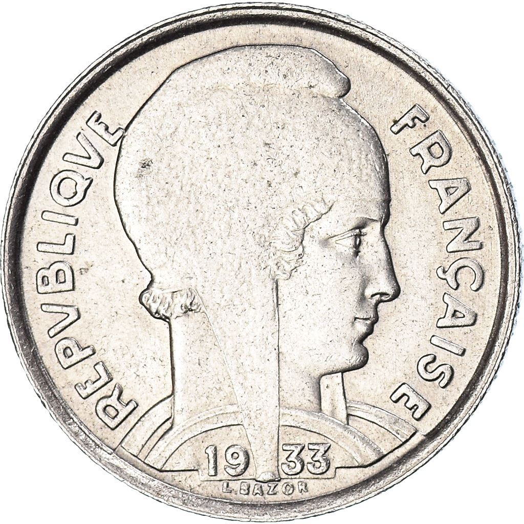 French 5 Francs Coin | Third Republic Bazor | KM887 | France | 1933