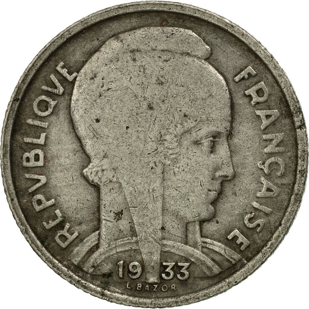 French 5 Francs Coin | Third Republic Bazor | KM887 | France | 1933