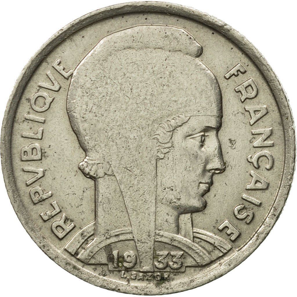 French 5 Francs Coin | Third Republic Bazor | KM887 | France | 1933