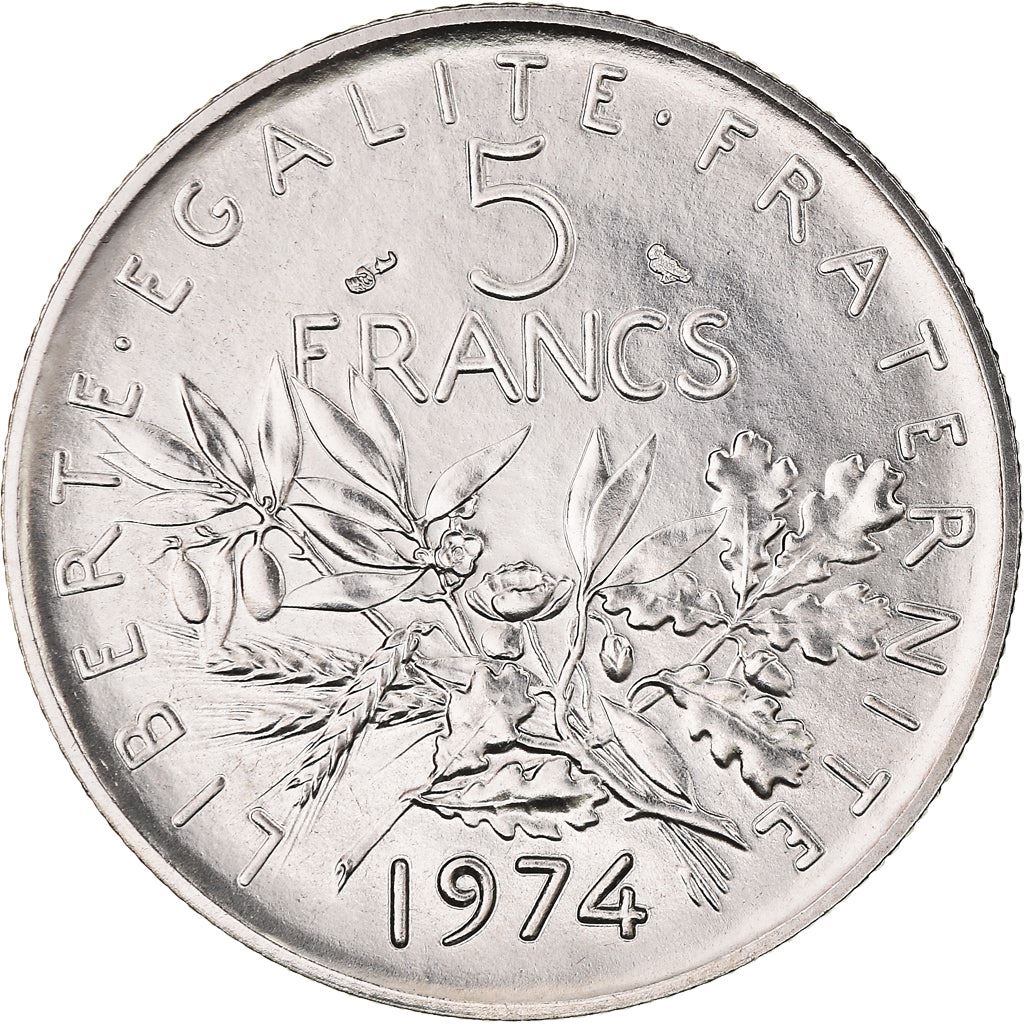 French 5 Francs Coin | signature O. Roty | KM926a.1 | France | 1969 - 2001