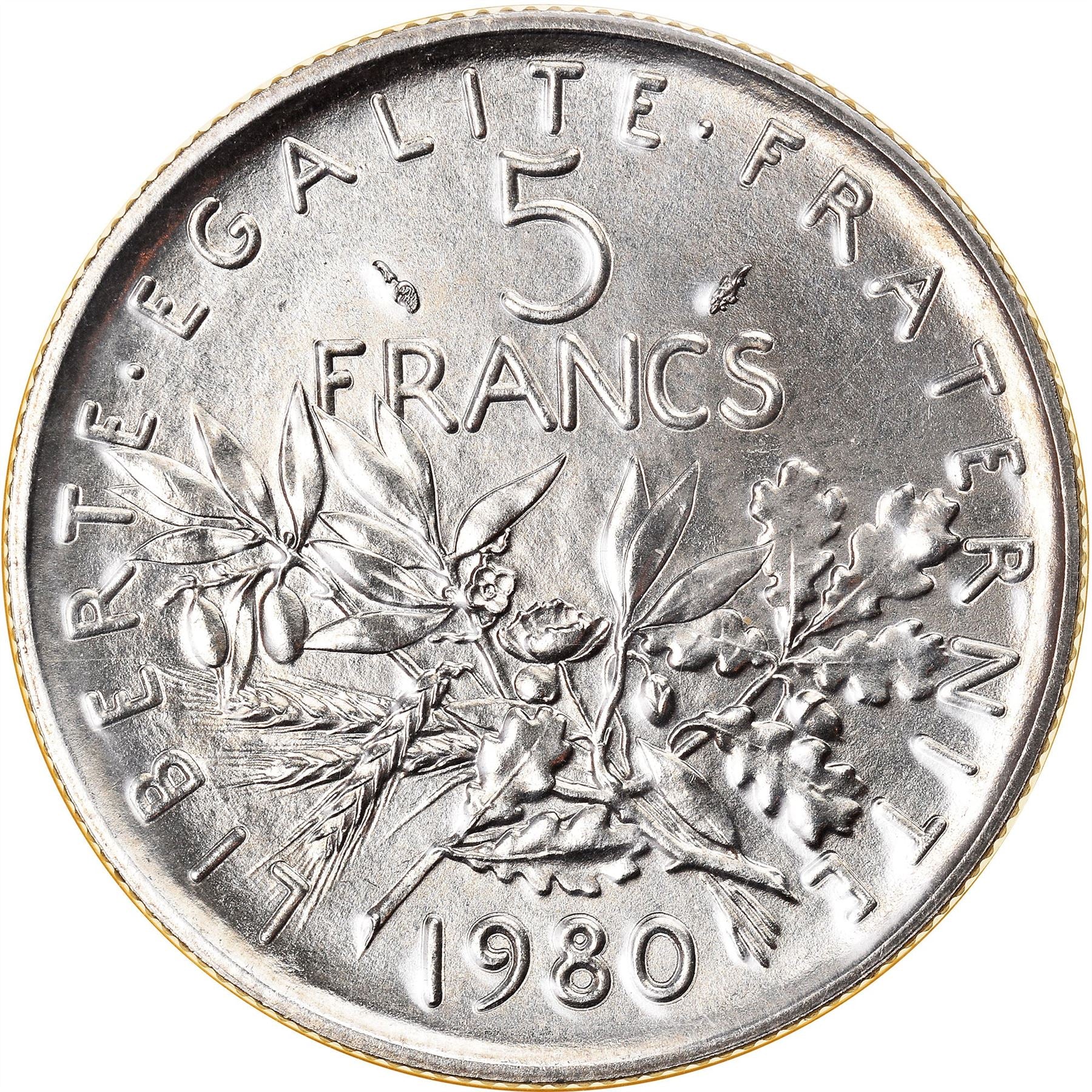 French 5 Francs Coin | signature O. Roty | KM926a.1 | France | 1969 - 2001