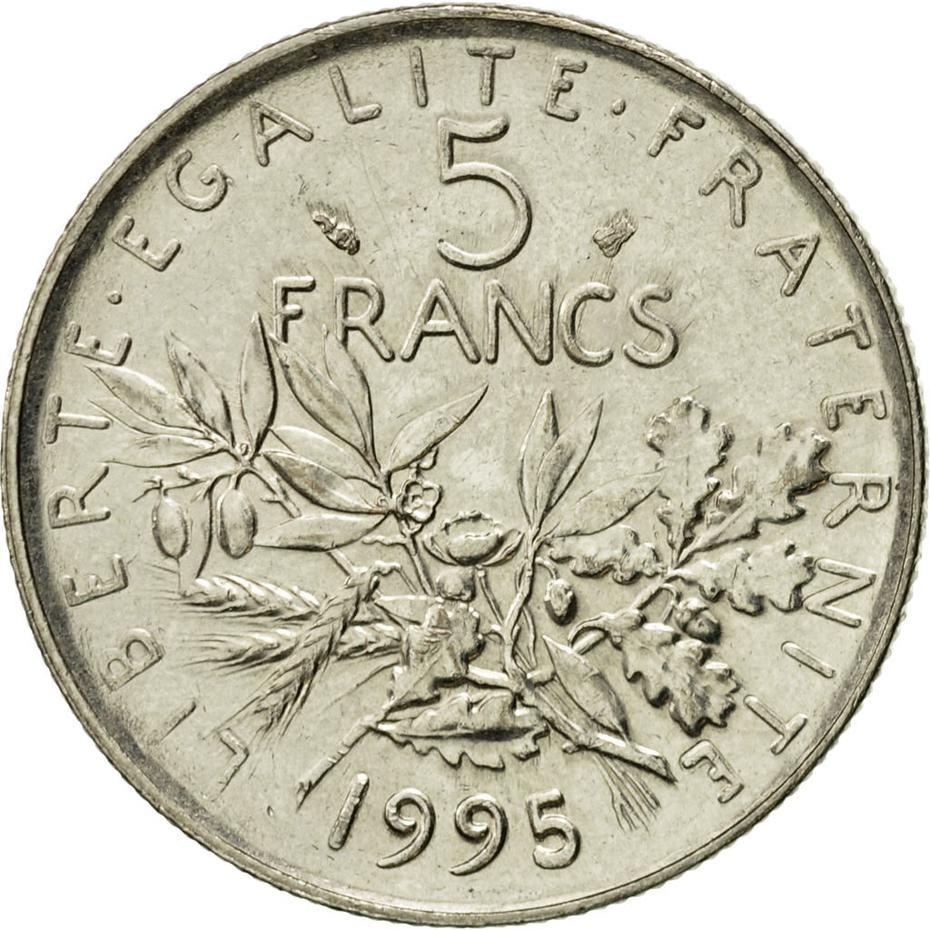 French 5 Francs Coin | signature O. Roty | KM926a.1 | France | 1969 - 2001