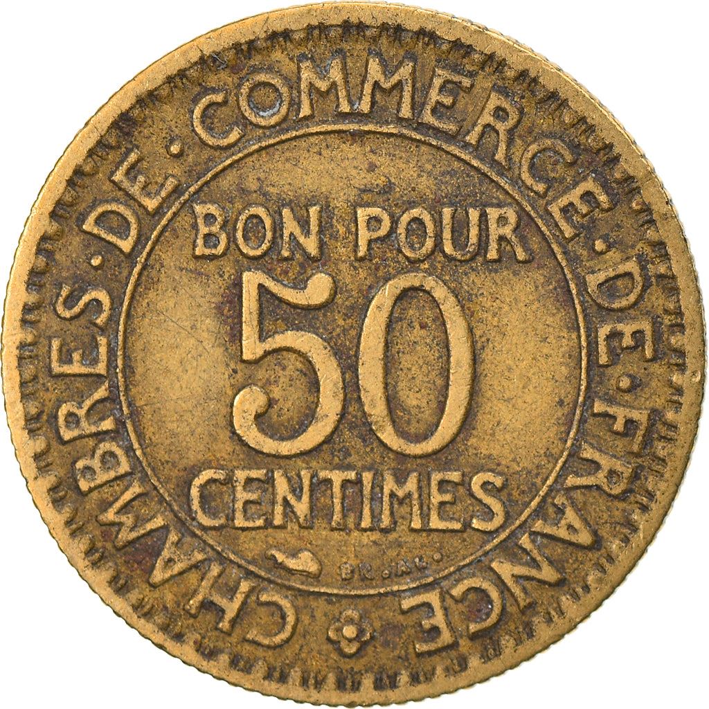 French 50 Centimes Coin | Chambers of Commerce | KM884 | France | 1920 - 1929