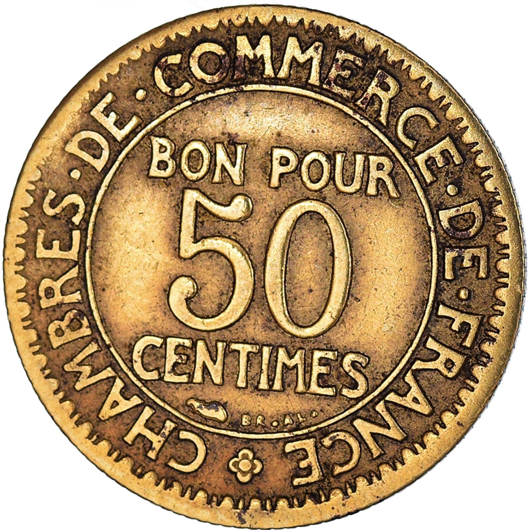 French 50 Centimes Coin | Chambers of Commerce | KM884 | France | 1920 - 1929