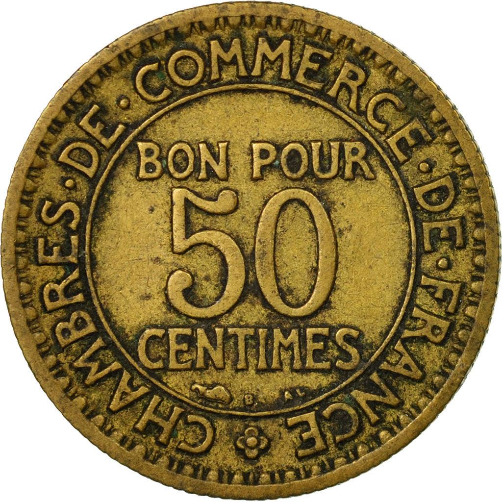 French 50 Centimes Coin | Chambers of Commerce | KM884 | France | 1920 - 1929