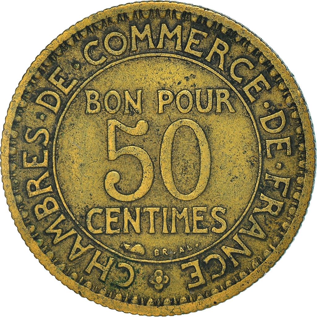 French 50 Centimes Coin | Chambers of Commerce | KM884 | France | 1920 - 1929