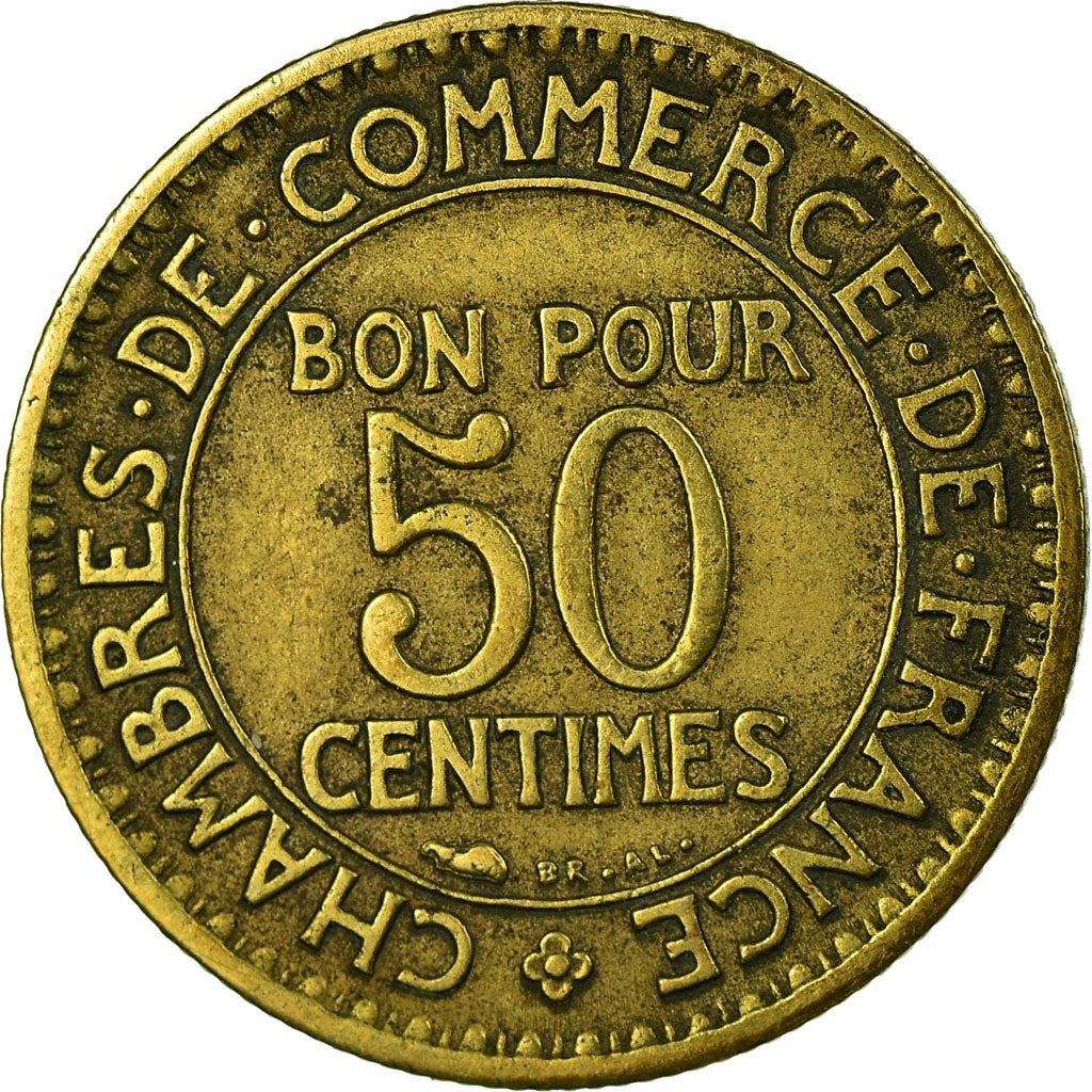 French 50 Centimes Coin | Chambers of Commerce | KM884 | France | 1920 - 1929