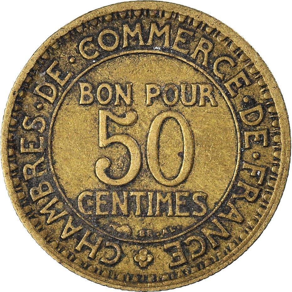 French 50 Centimes Coin | Chambers of Commerce | KM884 | France | 1920 - 1929