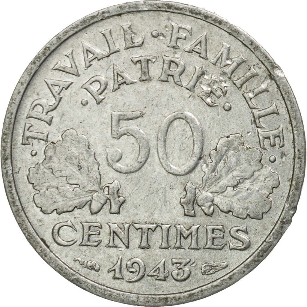 French 50 Centimes Coin | KM914.1 | France | 1942 - 1943