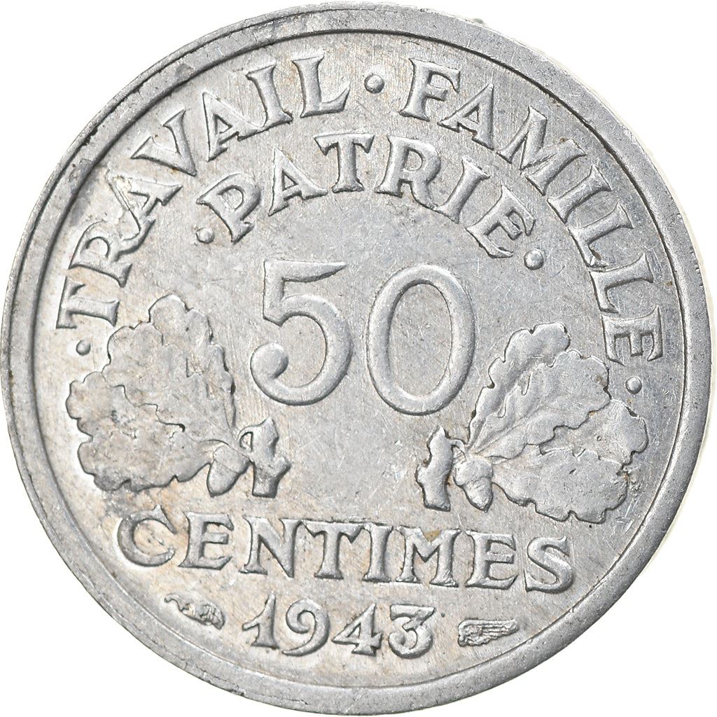 French 50 Centimes Coin | KM914.1 | France | 1942 - 1943