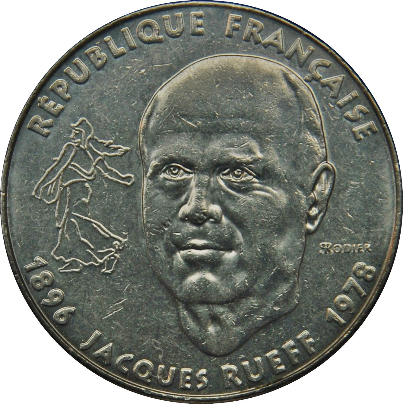 French Coin 1 Franc Jacques Rueff | KM1160 | France | 1996