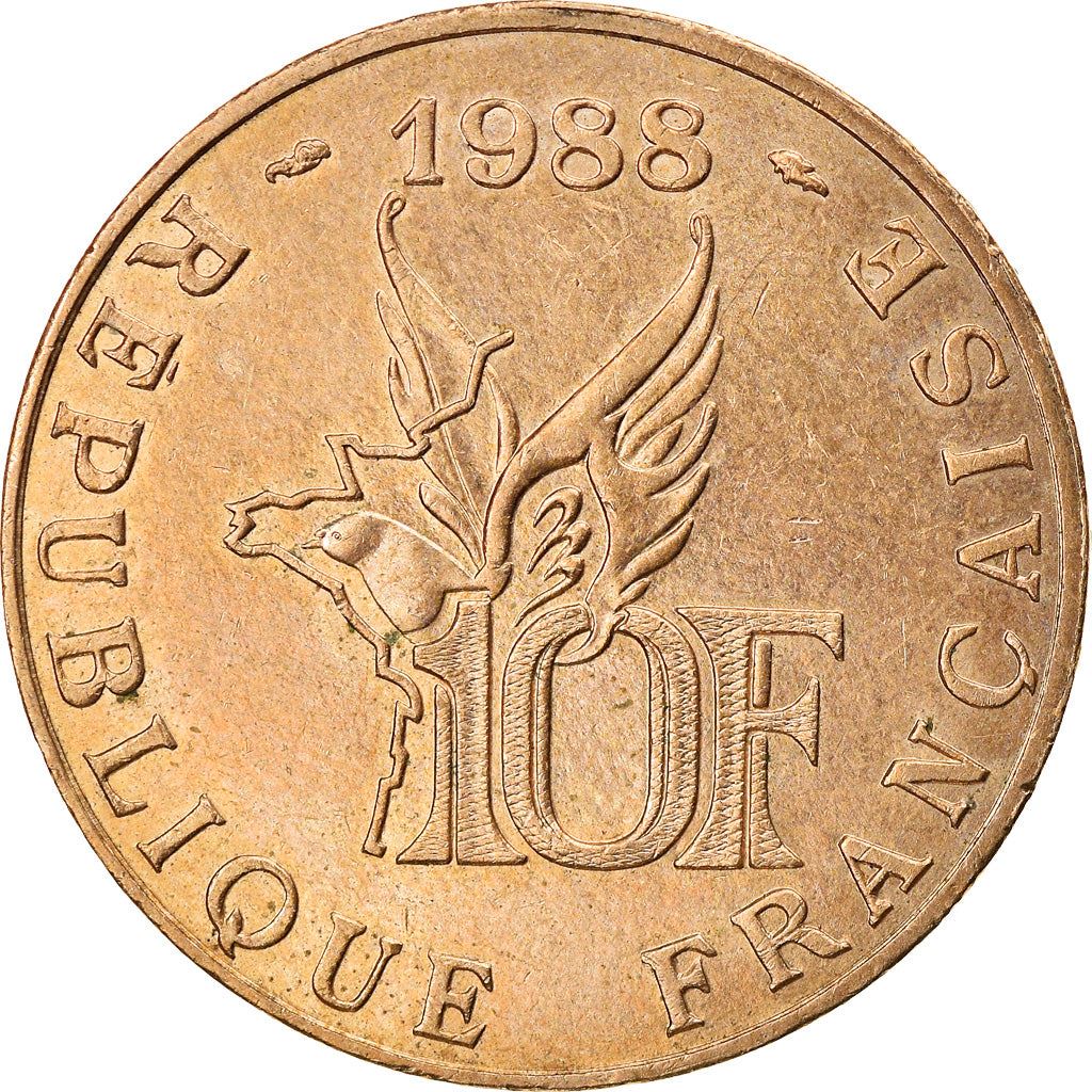 French Coin 10 Francs | Roland Garros | Bird | Plane | KM965 | France | 1988