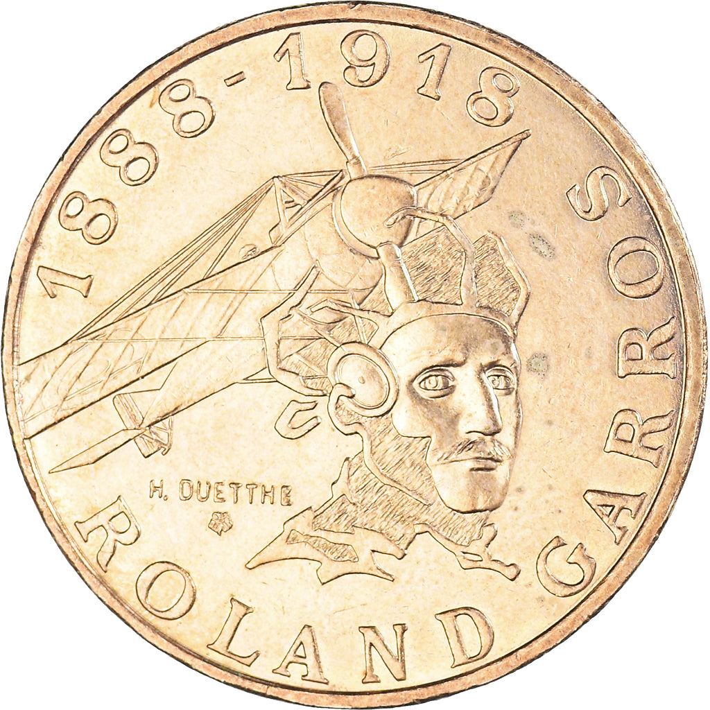 French Coin 10 Francs | Roland Garros | Bird | Plane | KM965 | France | 1988