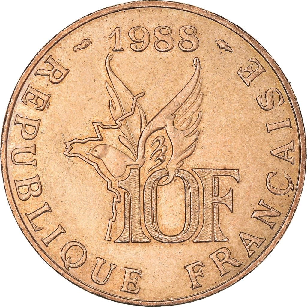 French Coin 10 Francs | Roland Garros | Bird | Plane | KM965 | France | 1988