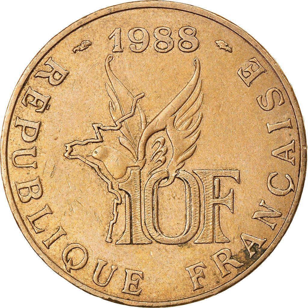 French Coin 10 Francs | Roland Garros | Bird | Plane | KM965 | France | 1988