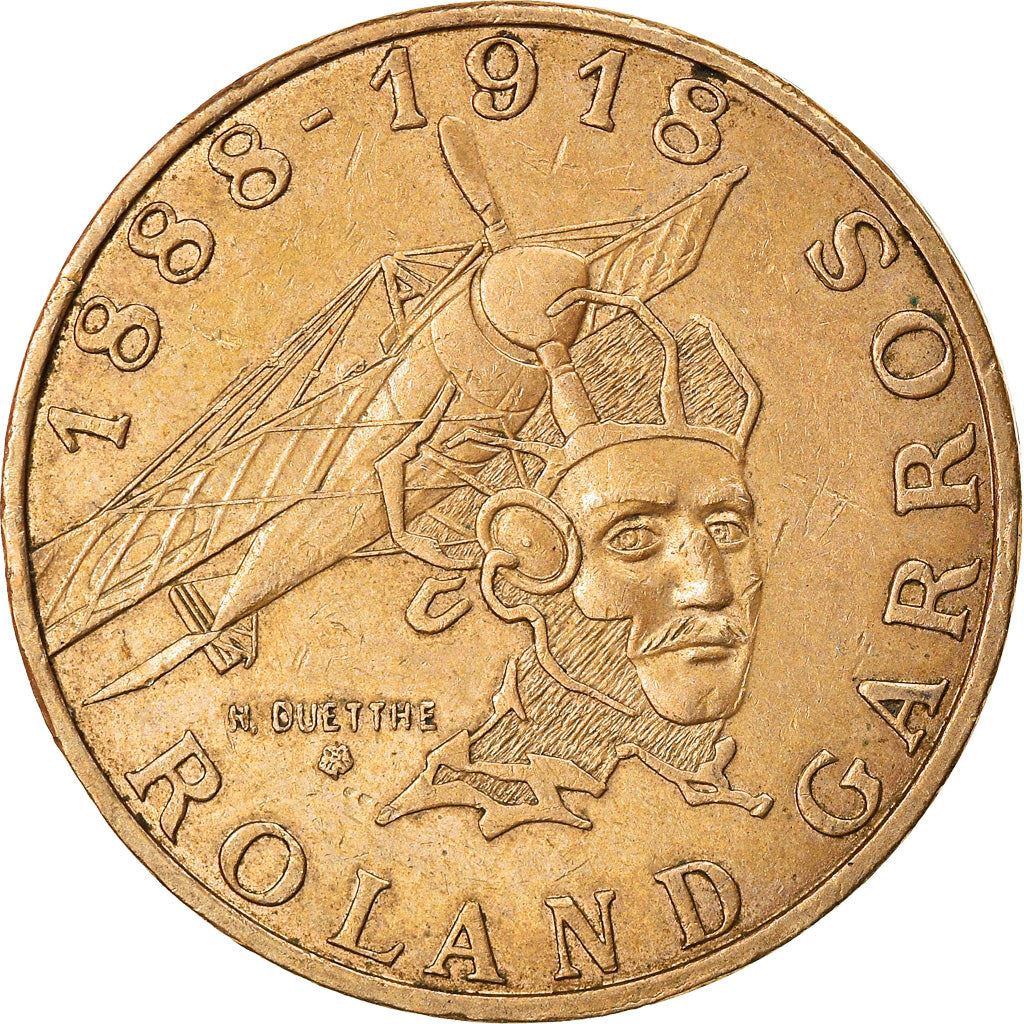 French Coin 10 Francs | Roland Garros | Bird | Plane | KM965 | France | 1988