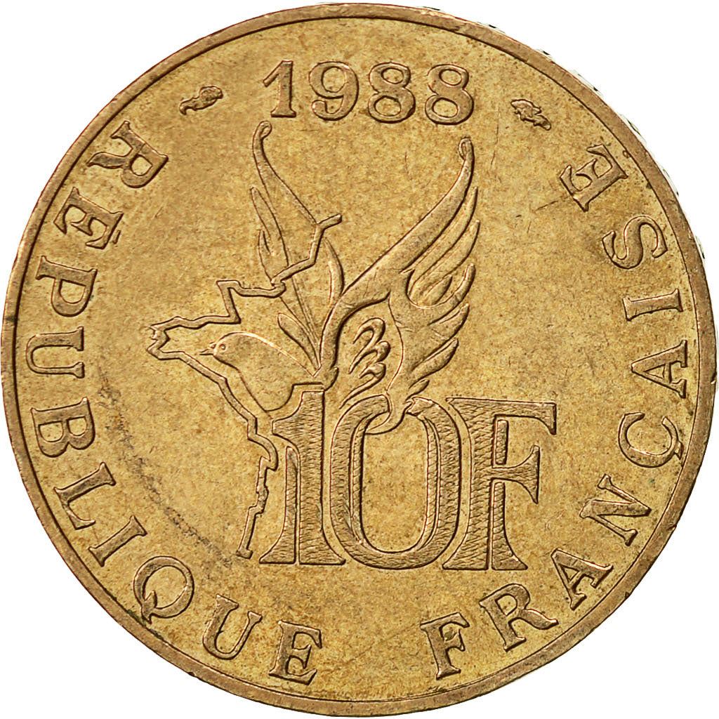 French Coin 10 Francs | Roland Garros | Bird | Plane | KM965 | France | 1988