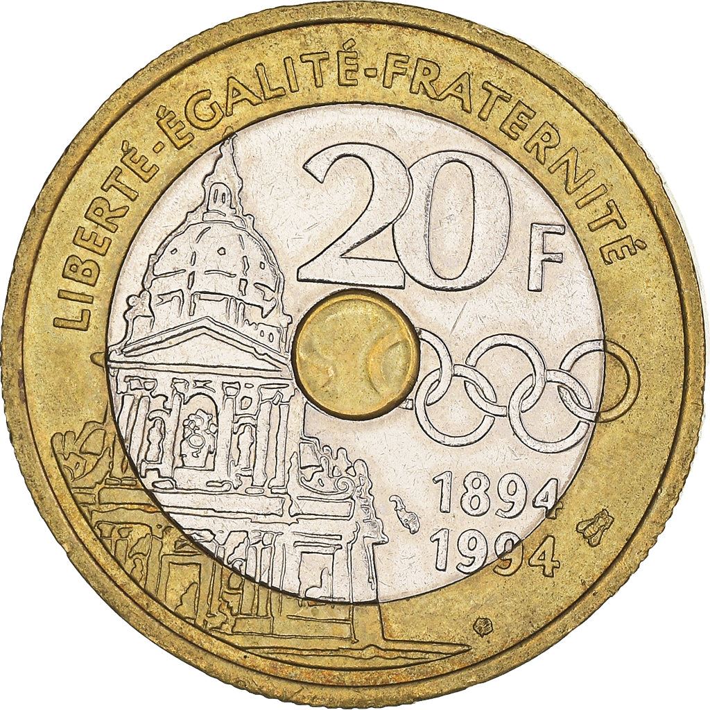 French Coin 20 Francs | Pierre de Coubertin | KM1036 | France | 1994