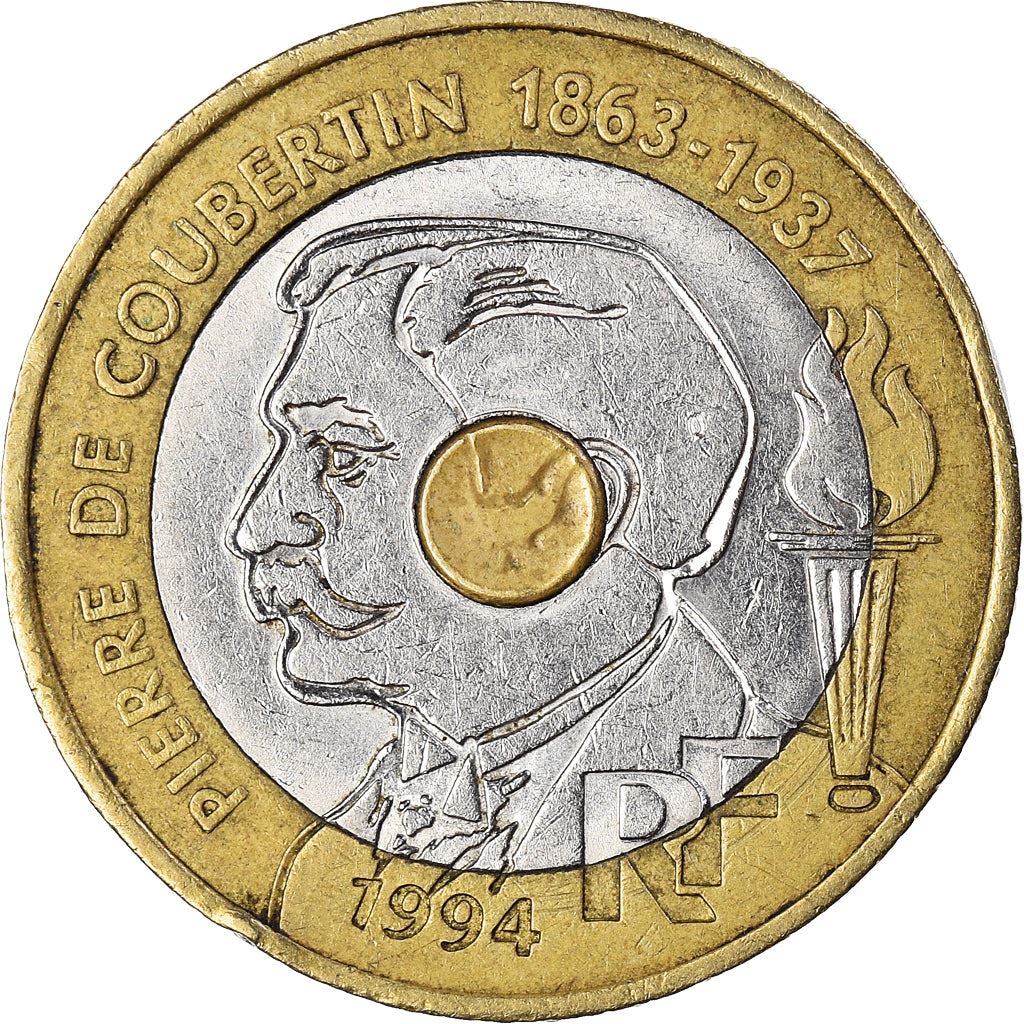 French Coin 20 Francs | Pierre de Coubertin | KM1036 | France | 1994