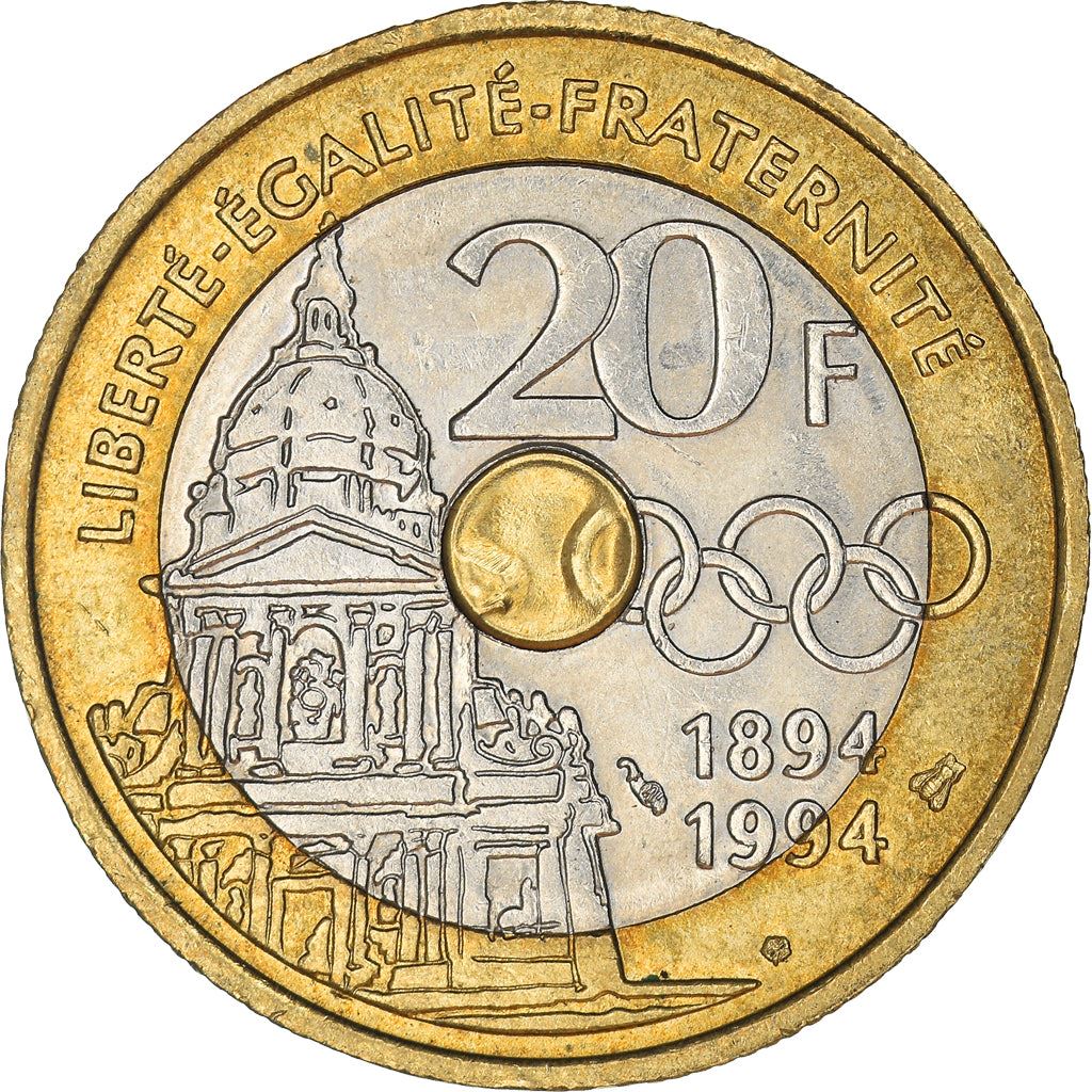 French Coin 20 Francs | Pierre de Coubertin | KM1036 | France | 1994