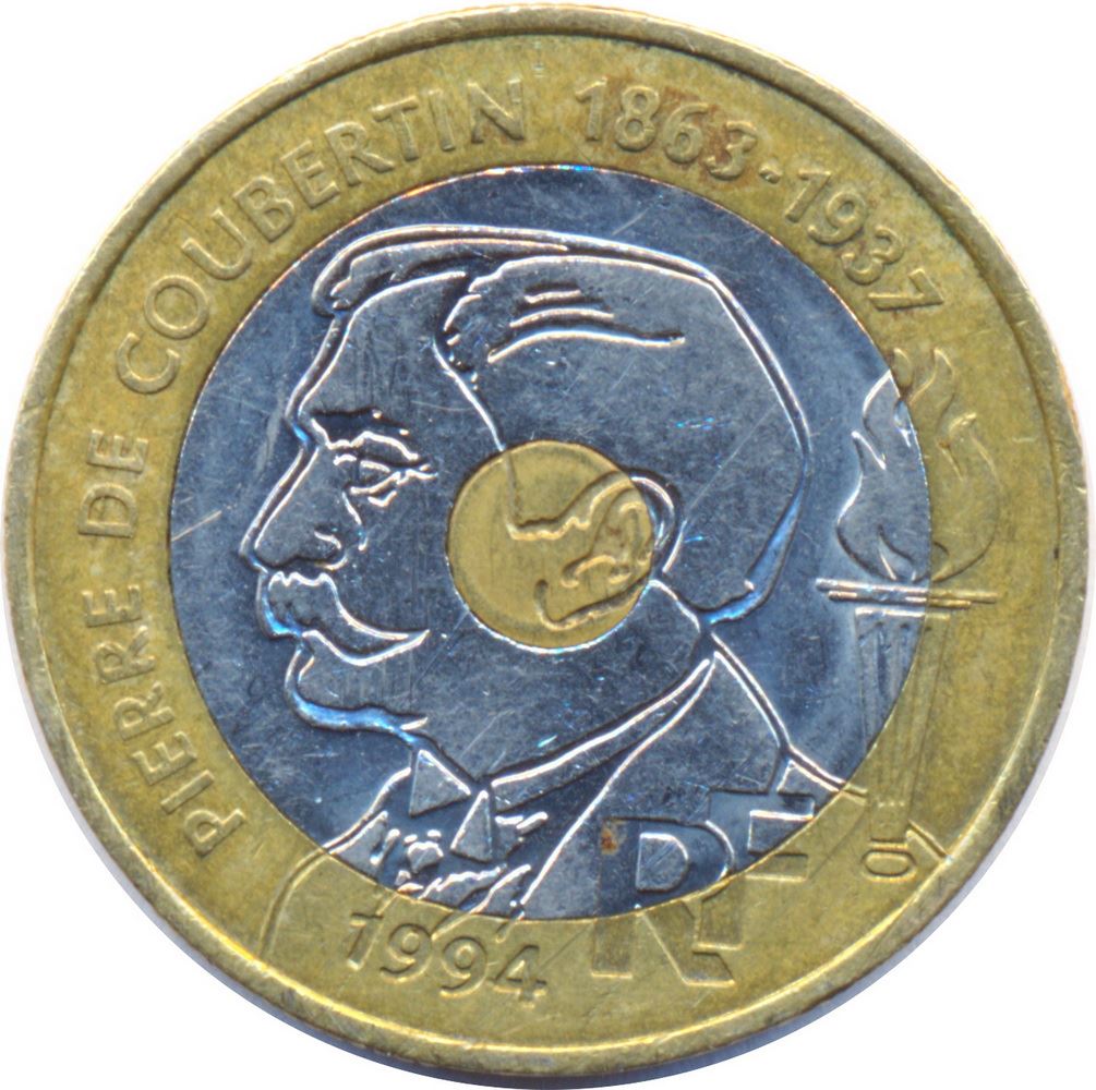 French Coin 20 Francs | Pierre de Coubertin | KM1036 | France | 1994