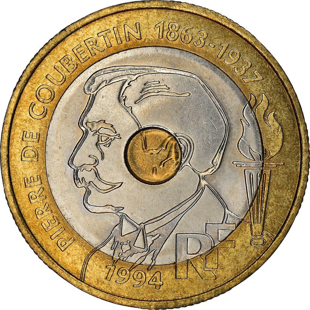 French Coin 20 Francs | Pierre de Coubertin | KM1036 | France | 1994