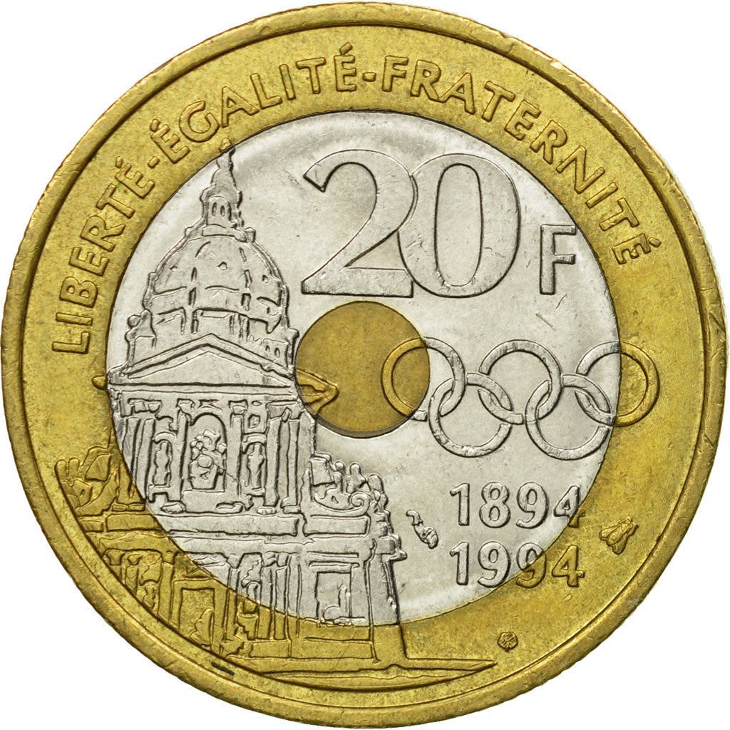 French Coin 20 Francs | Pierre de Coubertin | KM1036 | France | 1994